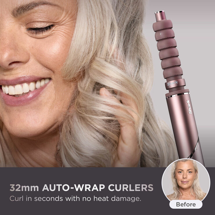 Lifestyle image of Shark FlexFusion 4 in 1 Air Styler used on a model before and after