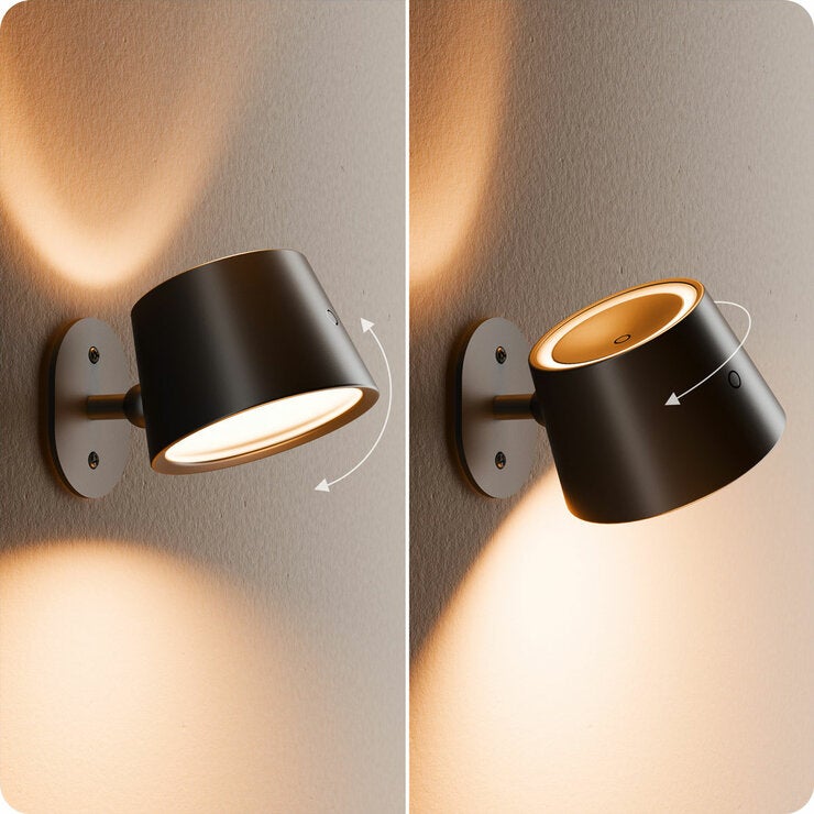 Globe Rechargeable Black Portable Wall Light, 2 Pack - Black Globe Rechargeable Black Portable Wall Light, 2 Pack - Black