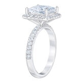 3.71ctw Princess Cut Diamond Halo Ring, Platinum