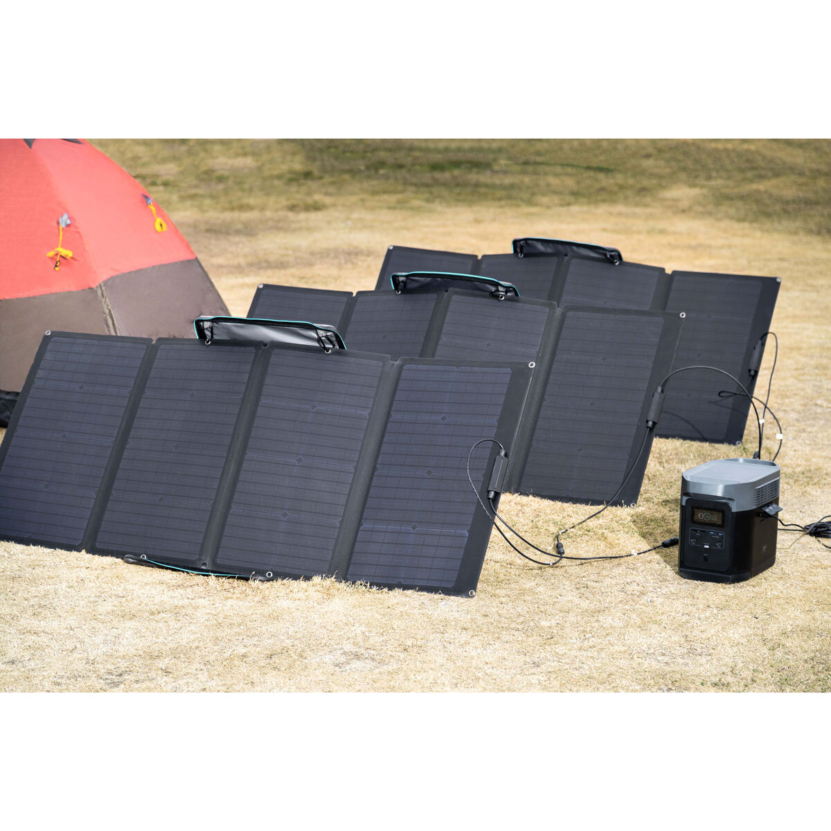 Lifestyle image of solar panels daisy chained