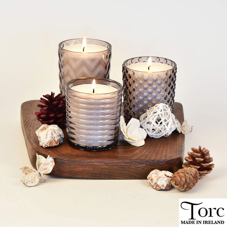 Torc Fragranced Textured Glass Candles, 3 Pack in 2 Colours Costco UK