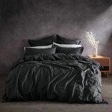 Lazy Linen 100% Washed Charcoal Linen Fitted Sheet in 3 Sizes