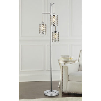 Bridgeport Designs Gisele Crystal 3 Arm Floor Lamp