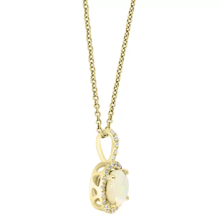 Australian Opal and Diamond Pendant, 14ct Yellow Gold