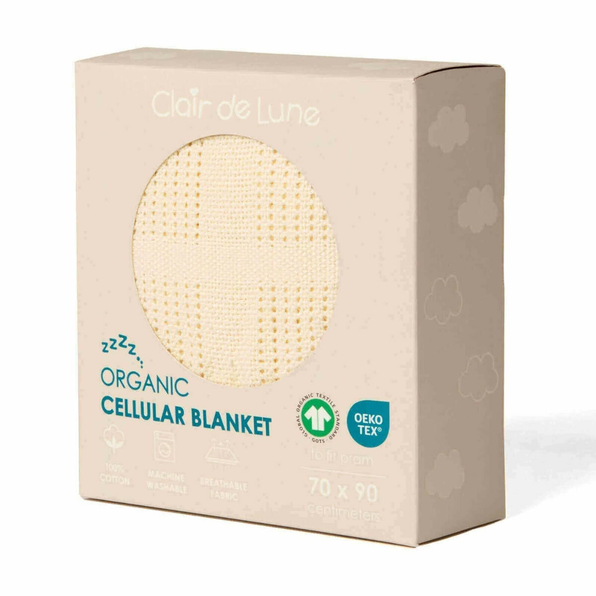 Clair De Lune Organic Cotton Cellular Blanket, 70 x 90 cm