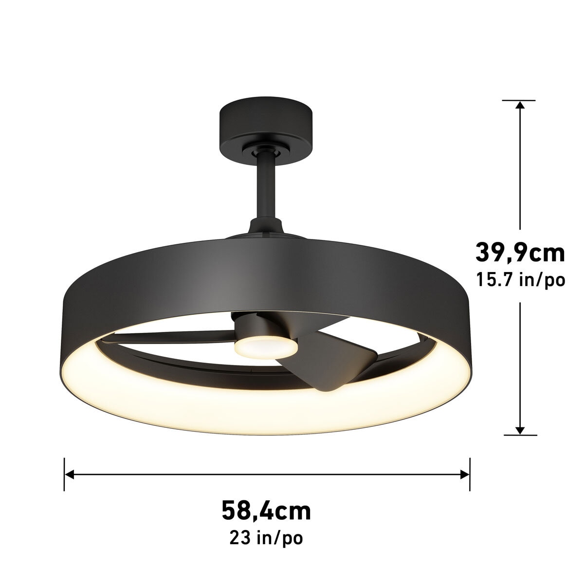 Dimensions Artika Austin LED 23" Fandelier with downlight