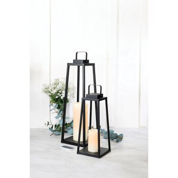 Metal Lanterns with LED Candles, 2 Piece Set