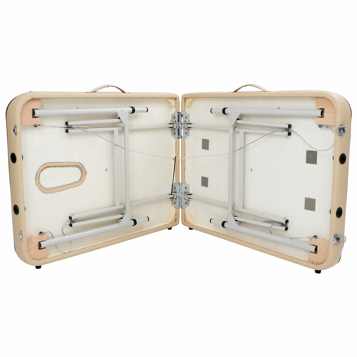 Studio image of the underside of the massage table