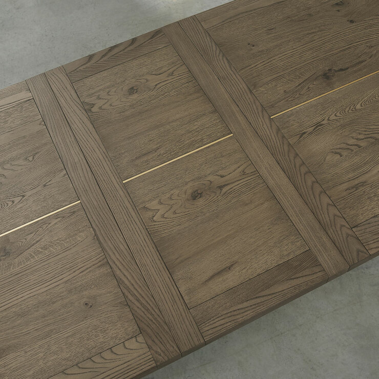 Bentley Designs Camden Weathered Oak & Peppercorn Extending Dining Table, Seats 6-8