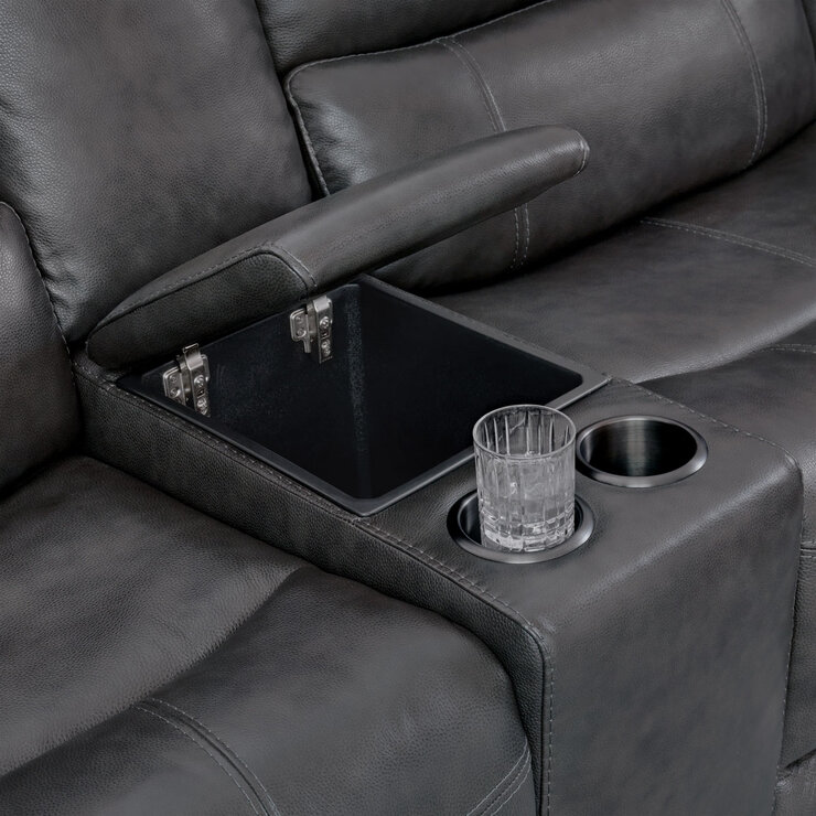 Gilman Creek Wylder Dark Grey Leather Power Reclining Sectional Sofa