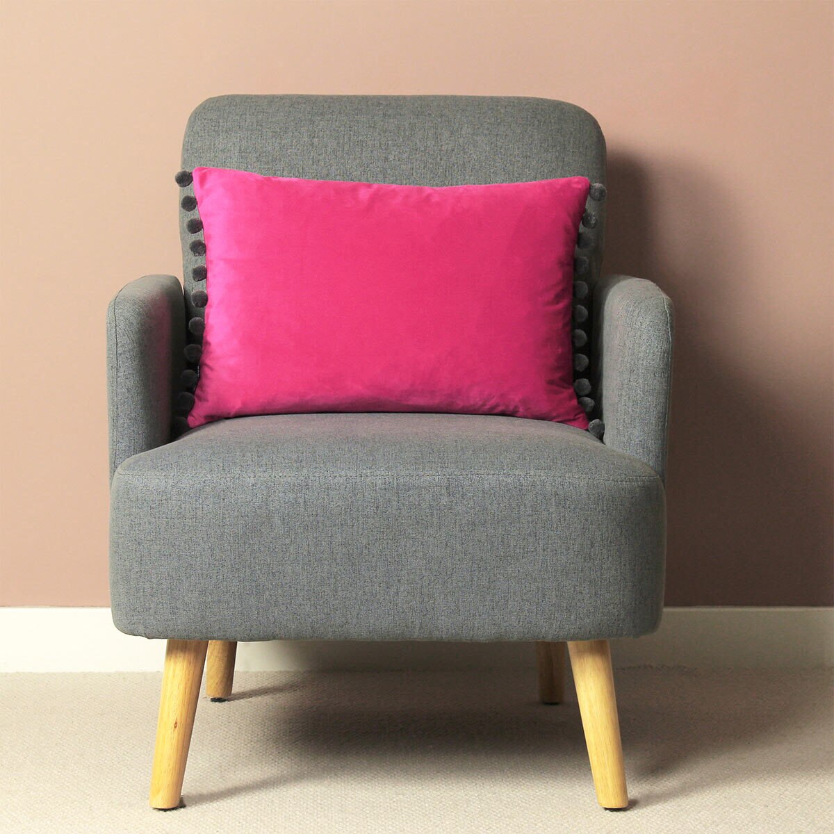 Carnival Magenta Velvet Bolster Cushion, 2 Pack Costco UK