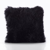 Bowron Long Wool Sheepskin Single Sided Cushion, 35 x 35cm in Black