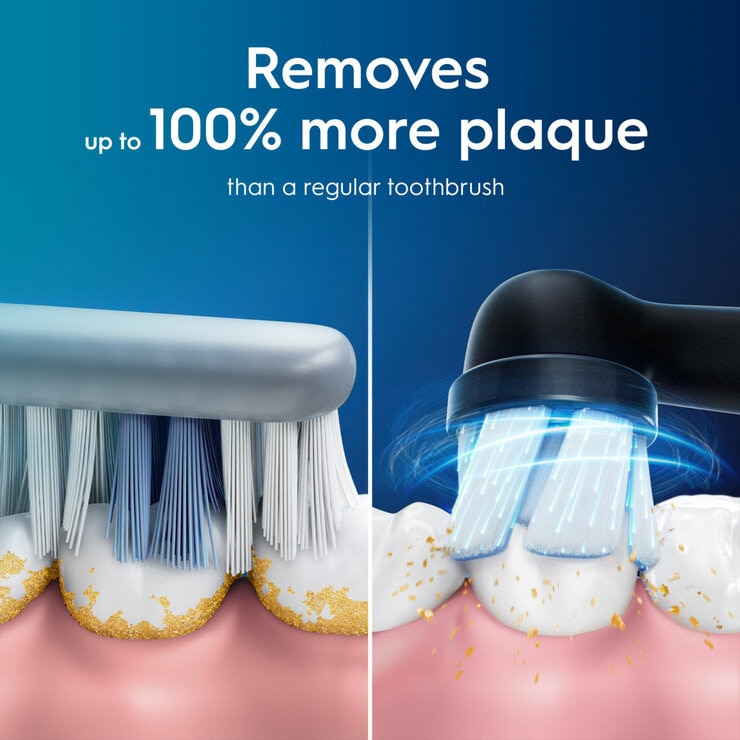 Lifestyle image of Oral-B iO2 Electric Toothbrush removing plaque