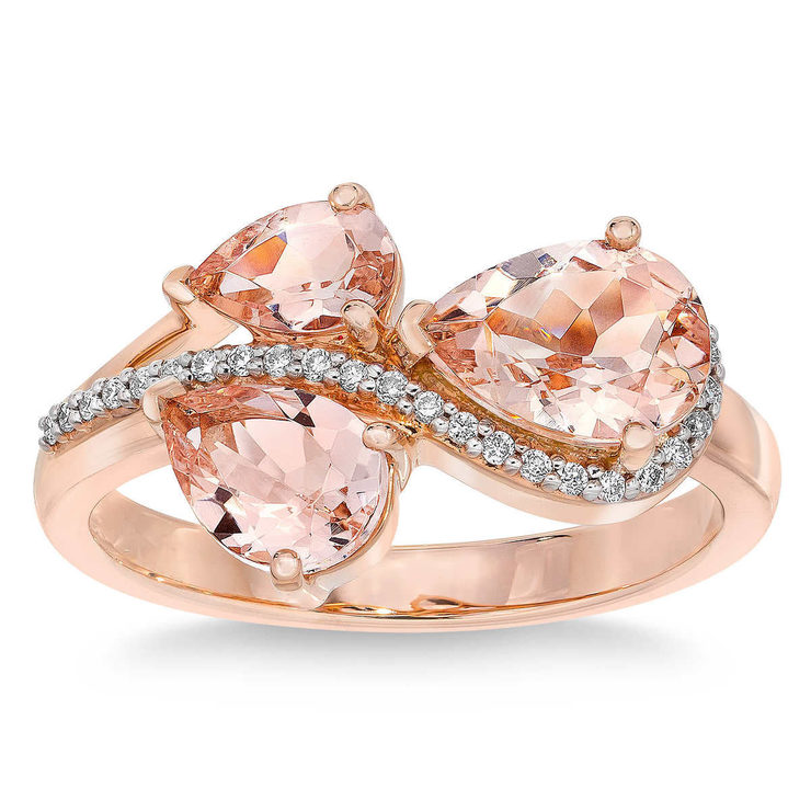 1.70ctw Pear Cut and 0.09ctw Diamond Ring, 14ct Rose Gold