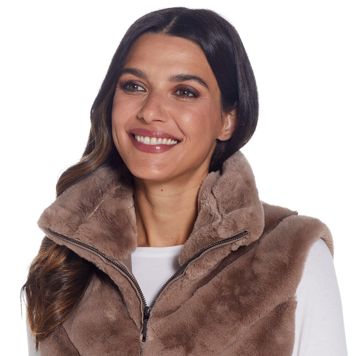 Weatherproof Ladies Faux Fur 3/4 Vest