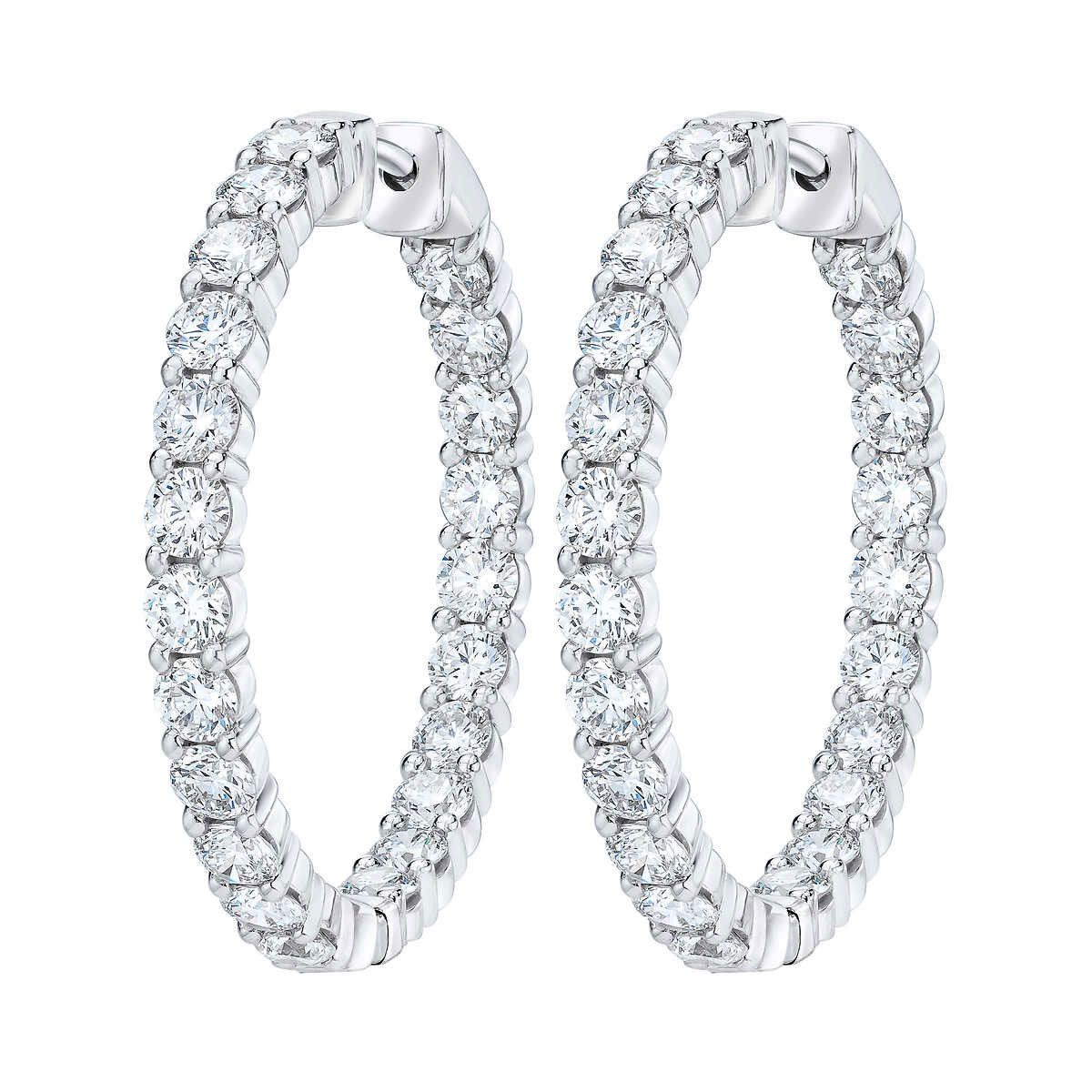 4.00ctw Diamond Hoop Earrings, 14ct White Gold