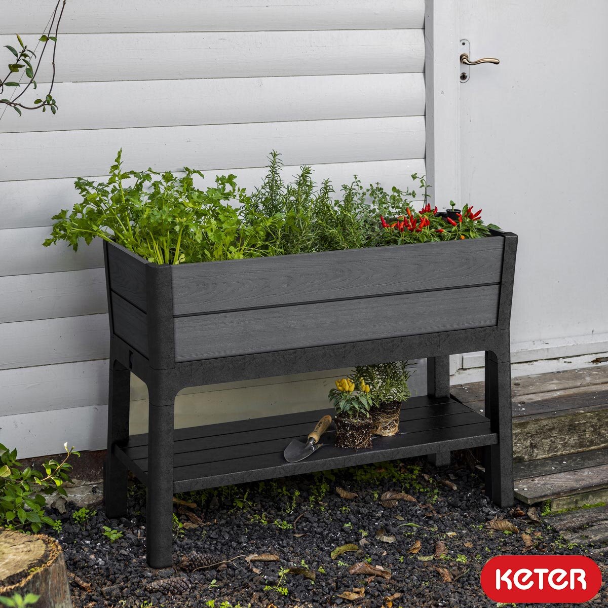Keter Cortina 1.1m Raised Garden Bed with Self-Watering System