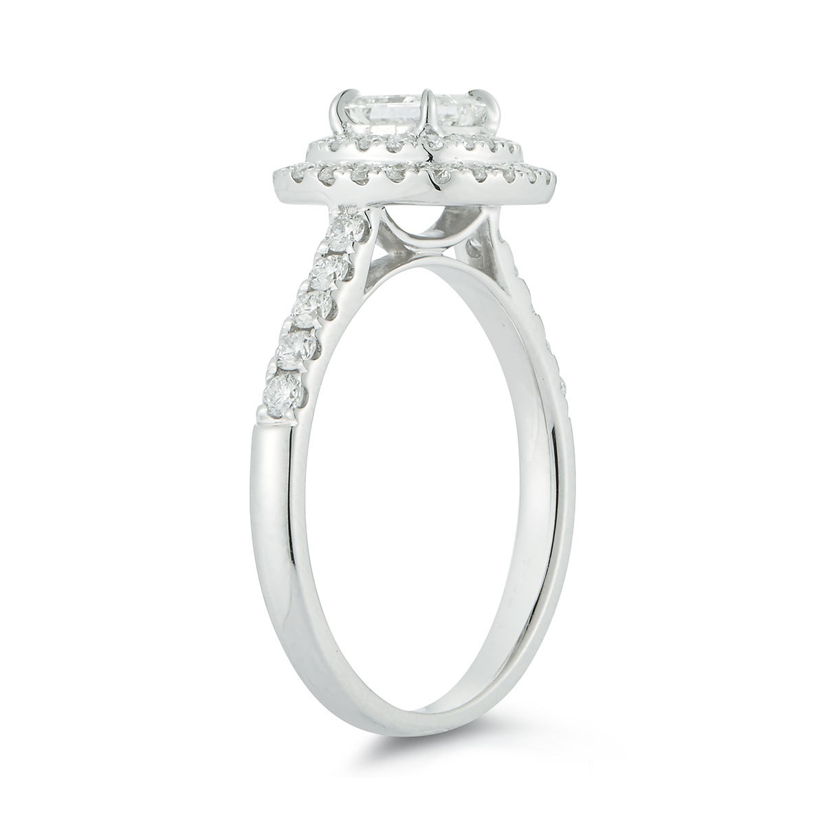 1.00ctw Princess and Round Brilliant Cut Diamond Ring, 18ct White Gold