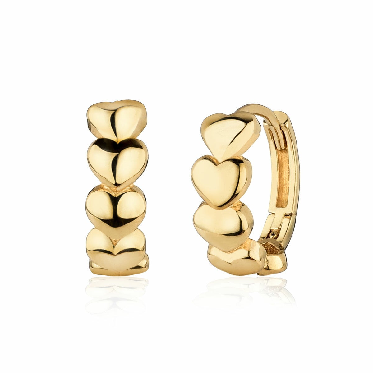 14ct Yellow Gold Heart Hoop Earrings 14ct Yellow Gold Heart Hoop Earrings