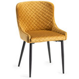 Mustard Velvet Diamond stiched chair. 2 Pack