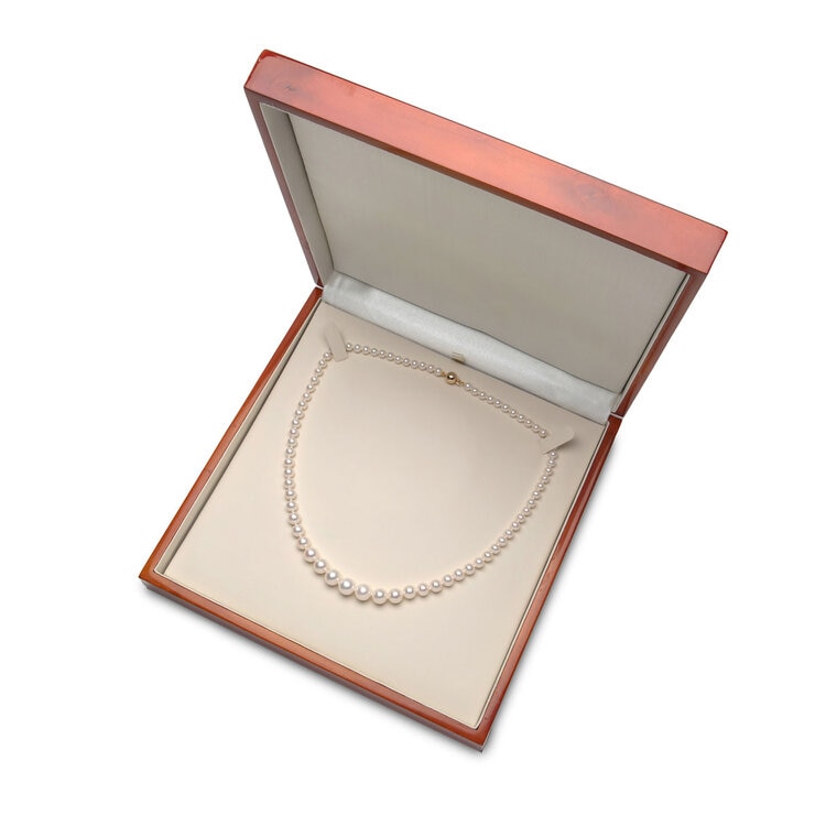 5mm-8mm Freshwater White Pearl Graduated Necklace, 18ct Yellow Gold