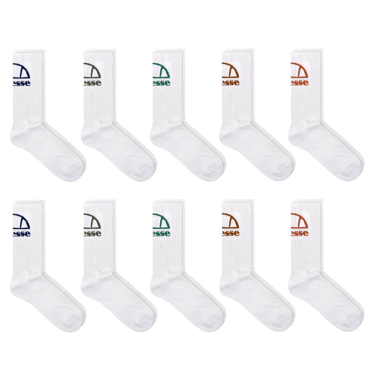 Ellesse Men's Heritage Crew Socks, 10 Pack