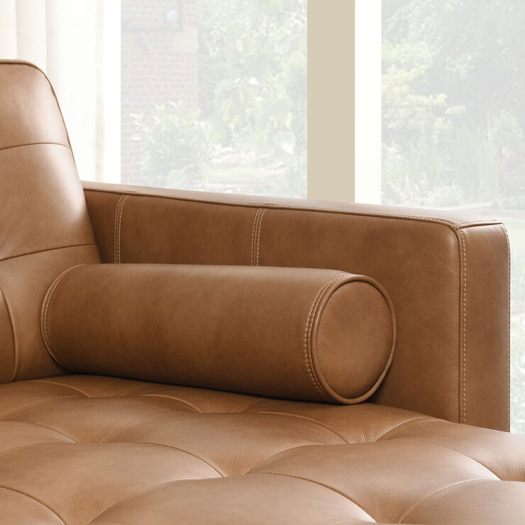 Simon Li Harstine Leather Sofa Close Up of Armrest
