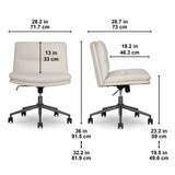 Elle Decor Gracie Criss-Cross Wide Office Chair, Cream