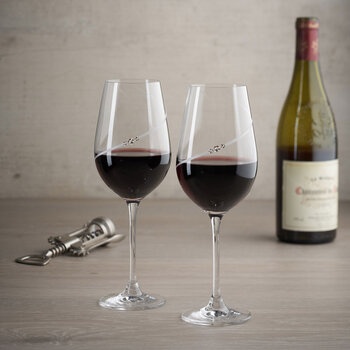 Portmeirion Auris Wine Glasses with Swarovski Crystals, 470ml, 4 Pack