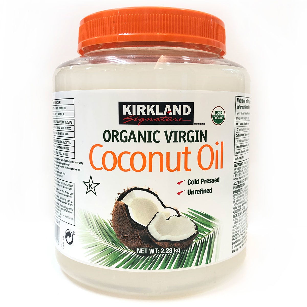 thumbnail image 2 of 2-Pack Kirkland Signature Organic Virgin Coconut Oil – 84 Oz Each, Cold-Pressed & Non-GMO For Cooking, Baking, And Hair Care 2 of 4