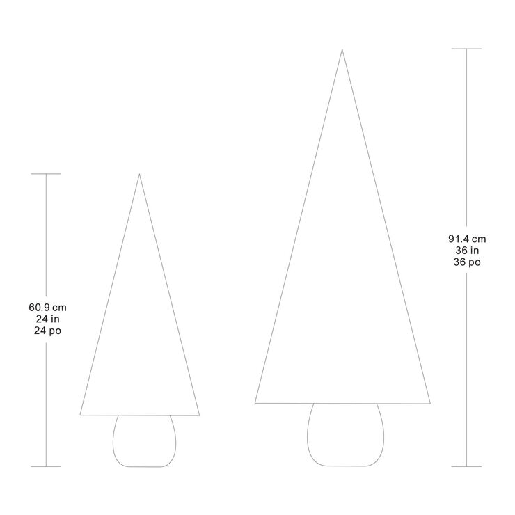 3ft (90cm) Silver Glitter Potted Trees with LED Lights- Set of 2