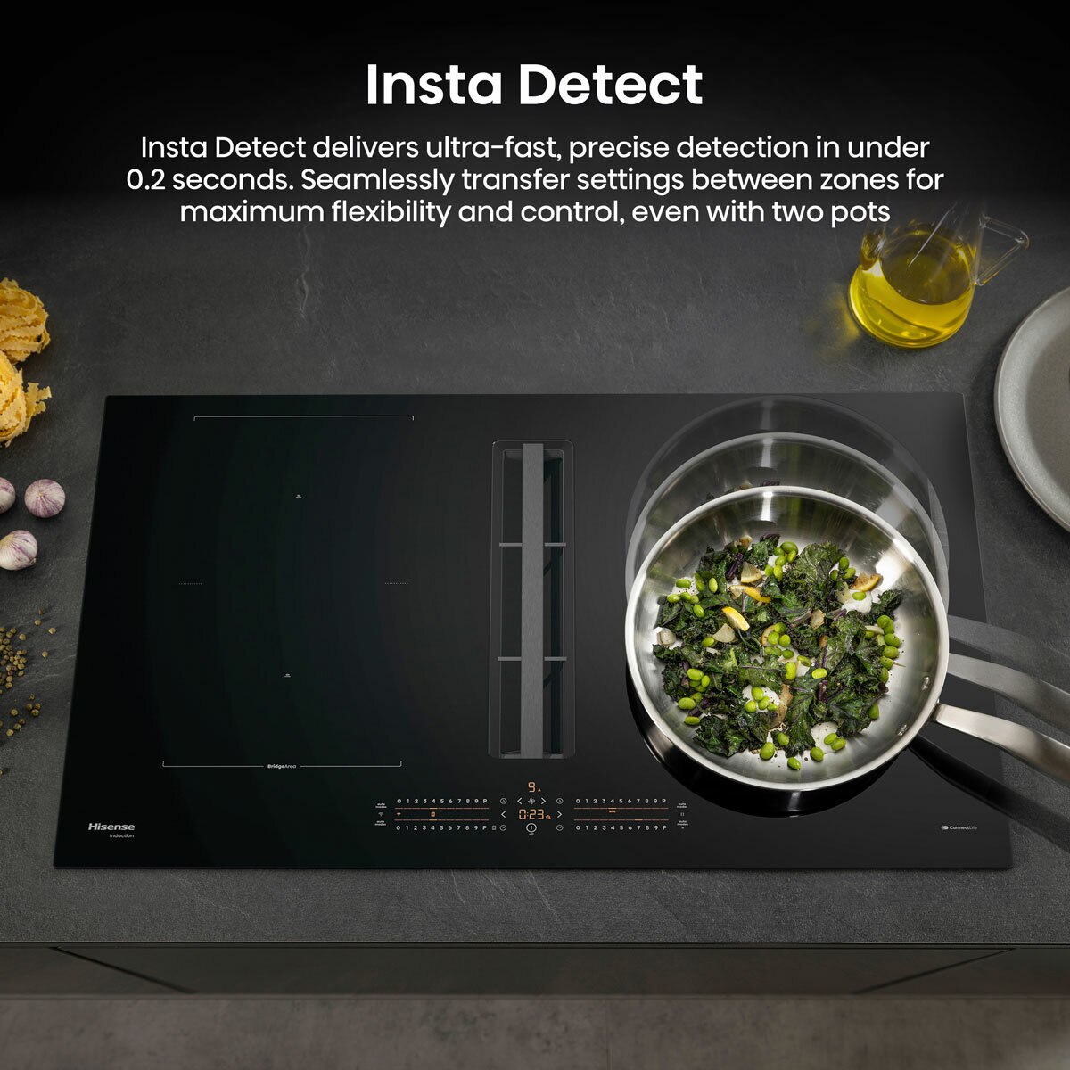 Hisense Hi6 HEH8432BSCWF 83cm Induction Hob with Bridge Zone in Black For External / Recirculation Ventilation