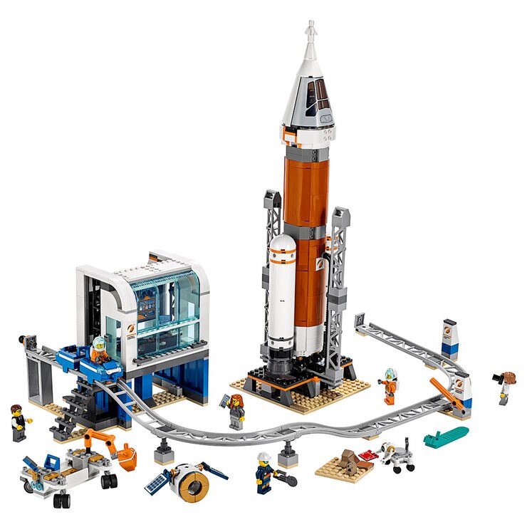 Open image with white background of the deep space rocket and launch control Open image with white background of the deep space rocket and launch control
