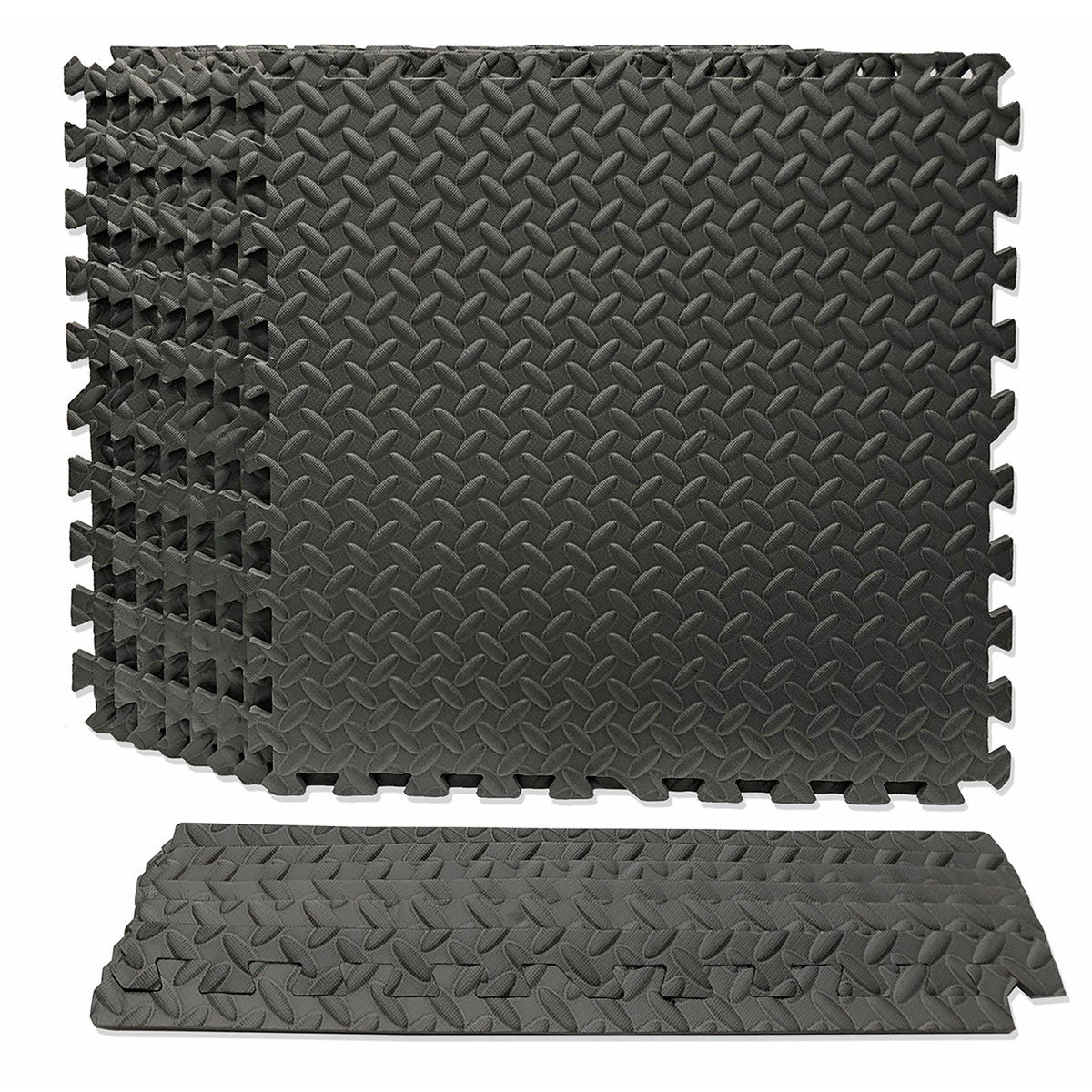 Interlocking Floor Mats Garage Gym Utility Tile Black Flooring Rubber Soft Foam 