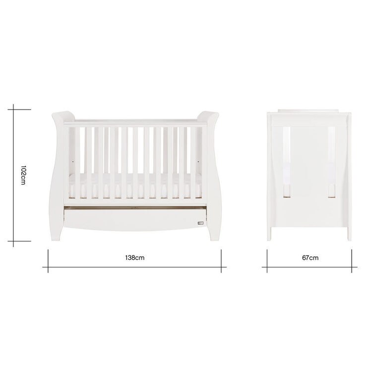 Tutti Bambini Katie Cot Bed in White with Sprung Mattress Costco UK