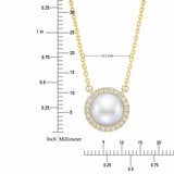 8-9mm Cultured Freshwater White Button Pearl & 0.16ctw Diamond Halo Pendant, 14ct Yellow Gold 8-9mm Cultured Freshwater White Button Pearl & 0.16ctw Diamond Halo Pendant, 14ct Yellow Gold