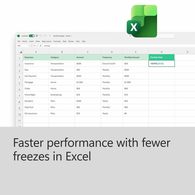 Faster performance with fewer freezes in Excel