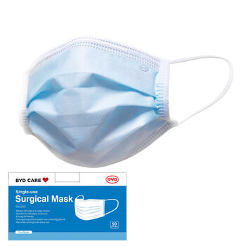 BYD Single-Use Surgical Mask, 50 Pack