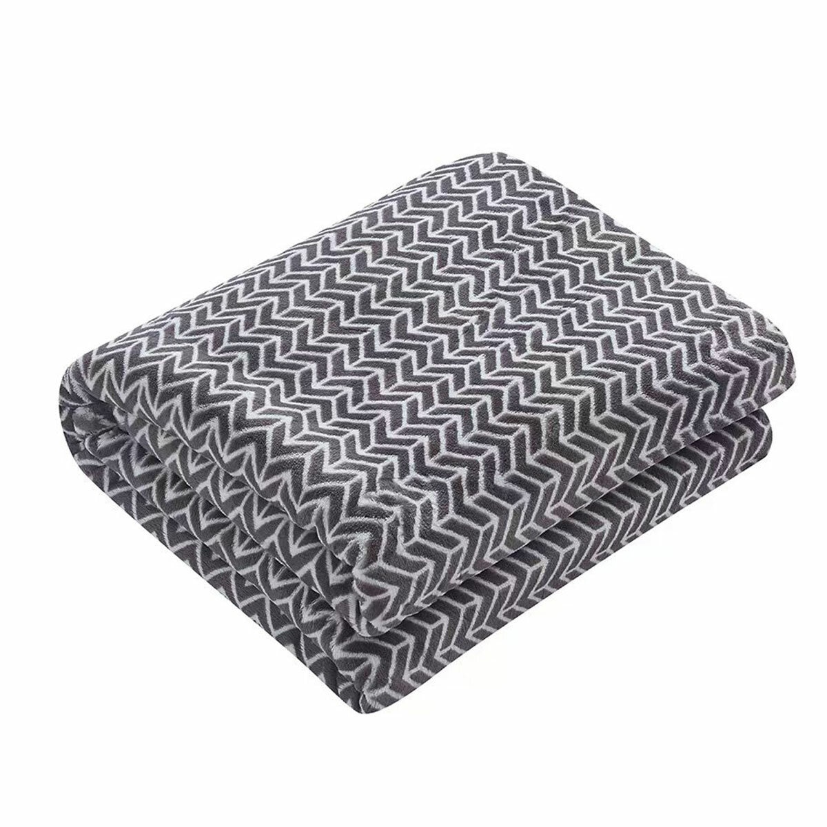 Monte & Jardin Printed Velvet Throw in Grey Herringbone, 152 x 177 cm