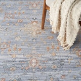 Elegant heirloom rug, tradtional design in blue, ivory floral tones