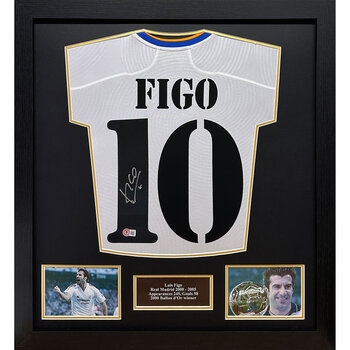 Luis Figo Signed Framed Real Madrid Shirt