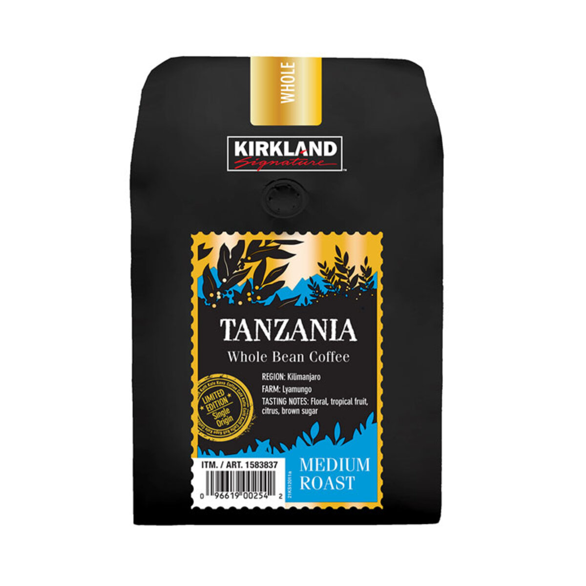 Kirkland Signature Tanzania Whole Bean Coffee Medium Roast, 907g