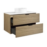 Tilted image with drawers open of Ove Archie 910mm in Walnut