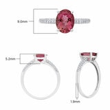 Oval Pink Tourmaline & 0.251ctw Diamond Ring, 18ct White Gold