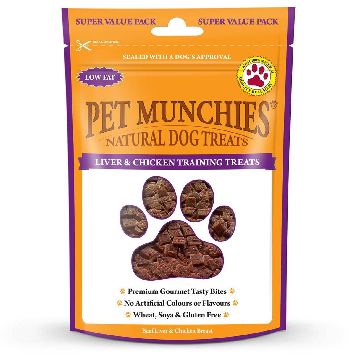 Pet Munchies Natural Liver & Chicken Dog Training Treats, 4 x 150g