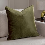 Paoletti Luxe Olive Velvet Feather Fill Cushion 2 Pack, 55 x 55 cm