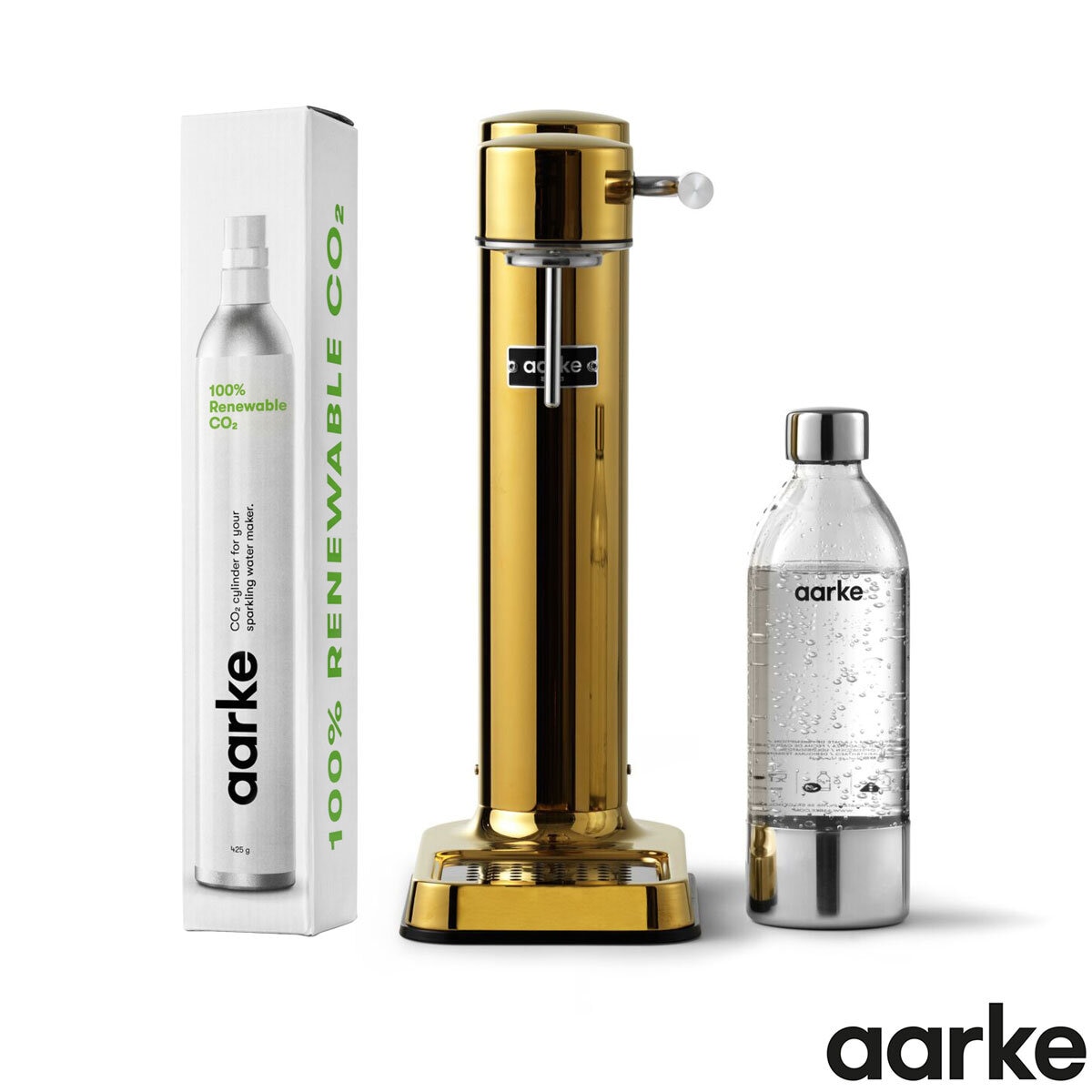 Aarke Carbonator 3 in Gold & CO2 Gas Cylinder Bundle