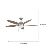 Eglo Susale 5 Blade (132cm) Indoor Ceiling Fan with AC Motor and E14 Light, in Brown