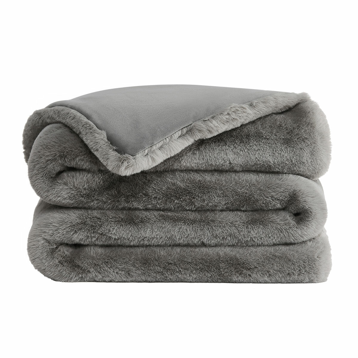FRYE Luxe Faux Fur Throw in Grey, 152 x 177 cm