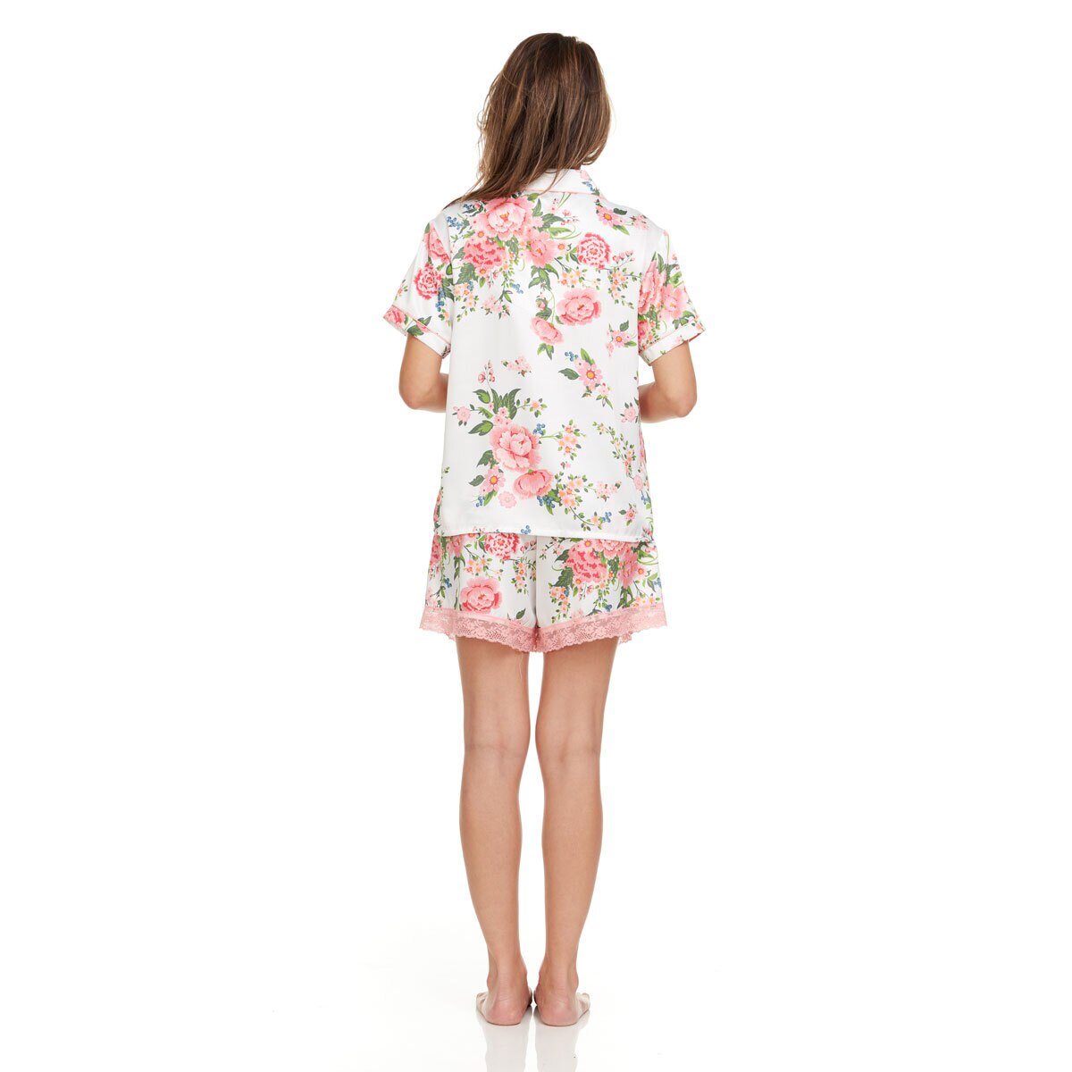 Flora Nikrooz Satin 2 PC Short Notch Pyjama Set in Cream